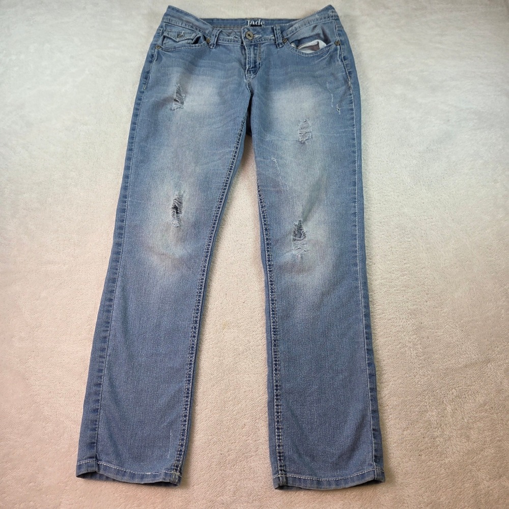 Jade Jeans Womens Size 9/10 Light Wash Distressed Straight Leg Denim Blue